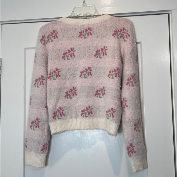 Lush Pink and Cream Floral Cardigan size large. NWT! - Picture 5 of 8